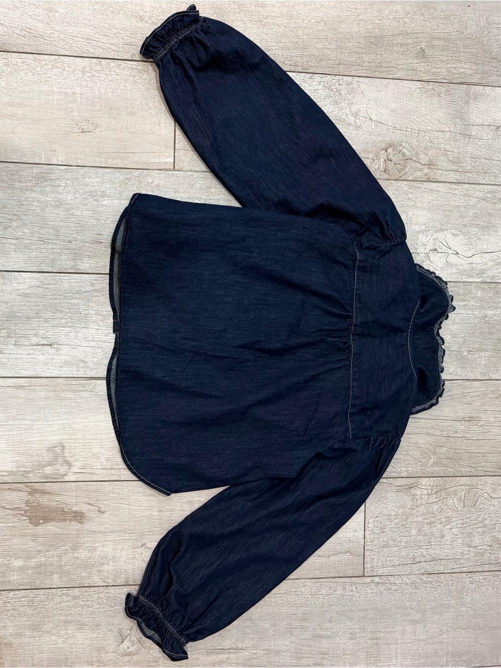 Anthropologie Pilcro Keira Denim Peter Pan Collar Blouse Size XL EUC - Picture 3 of 8